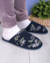 Жіночі темно-сині кімнатні тапочки в принт