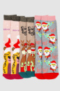 Комплект жіночих шкарпеток новорічних 3 пари, колір бежевий, рожевий, сірий, 151R268