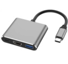 Перехідник адаптер 3в1 із Type-C на HDMI, USB, USB-C / Конвертер Full HD, 1080p, 4K, 2K, UHD