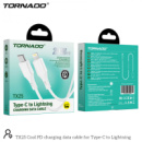 USB-C кабель Tornado TX25 Type-C to Lightning (3,0A/1м)- білий