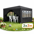 Садовый павильон / торговая палатка / беседка Gordon (3×3х2,5 м) 4 стены, с окнами и защитой UV 50+ (Графитовый)