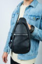 Чоловіча сумка-слінг із натуральної шкіри, сумка через плече SL016 (чорна)