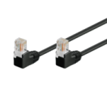 Патч-корд неэкранированный RJ45 UTP5e 0.25m patch D=4.9mm AWG26 2x90° Gold, Cu черный