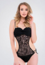Цілісний жіночий купальник з гіпюром «Black Star»| Розпродаж моделі 38