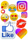 Вафельные картинки на тему: Instagram, YouTube, смайлы