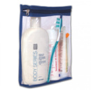 Прозрачная косметичка ORGANIZE для путешествий/самолета 23*17*4 cм (синий)