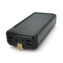 Power bank KKD-6W 60000 mAh (КПД 60%) Solar, flashlight, Input: 5V/2.1A(MicroUSB, TypeC, Lightning), Output: 5V /2.1A(4xUSB), plastic, Black, BOX