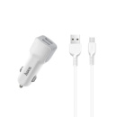 Автомобильное зарядное устройство Hoco Z23 2 USB белое + кабель USB to MicroUSB