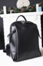 ЧОРНИЙ — гладка екошкіра — великий якісний фабричний рюкзак із вертикальними кишенями (Луцьк, 606)