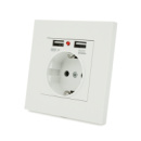 Розетка врезная, Input: AC 100-250V 16A, 2-USB- выхода, White