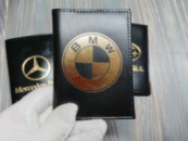 Шкіряна обкладинка для автодокументів з логотипом BMW, для прав старого і нового зразка