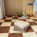 Килимок пазл для дітей з ворсом, м'який термокилимок пазл 10 штук Бежевий