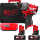 Дриль-шуруповерт з ударом акумуляторний безщітковий MILWAUKEE, M12 FPD2-602X, 45Нм (зарядний пристрій С12 С, 2 акумулятори М12 В
