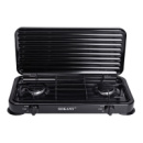 Настольная газовая плита на 2 конфорки 4.4 кВт мини газовая плита для баллонного газа Черная Sokany SK-6002B