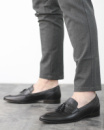Чоловічі туфлі лофери без шнурків шкіра натуральна чорні 7an-06