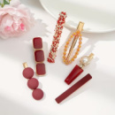 Набор заколок для волос 6 шт для женщин,бижутерия золотистые зажим заколки для причесок с стразами и жемчугом женские,красный