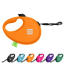 Повідець-рулетка для собак WAUDOG R-leash з контейнером для пакетів, світловідбивна стрічка, S, до 12 кг, 3 м, помаранчевий