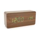 Електронний годинник VST-862 Wooden (Brown), з датчиком температури, будильник, живлення від кабелю USB, Green Light