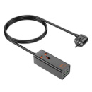 Мережевий фільтр HOCO AC10A на 1 розетку + 2 USB + 2 USB-C, 65W, кабель 1,5 м, 220В, Black, Box