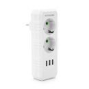 Розетка тройник с заземлением F102-White, 2 розетки+3USB(1А), 2500W, 10A, 110-250V~Max, Blister