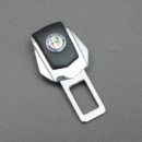 Заглушка ременя безпеки метал «Alfa Romeo» (1шт) цинк.сплав + шкіра «FLY» (тип №2)