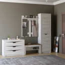 Прихожая Эверест Либерти 4 (модульная - 5 элементов) шкаф-пенал левый, дуб крафт белый (DTM-2533)