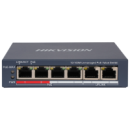 6-портовый неуправляемый POE коммутатор Hikvision DS-3E0106P-E/M(B) , 4 POE×100 Мбит/с + 2 RJ45×100  Мбит/с