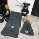 Зимний комплект Moncler Winter Hat Knitted Pompon and Scarf Dark Gray
