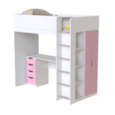 Кровать-чердак детская Art in Head Binky ДЮС33 1932x1800x1000 Белый бриллиант и Розовый (МДФ) (BK03010022000)
