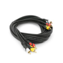 Кабель Audio-Video 3хRCA (папа) => 3хRCA (папа), GOLD connector, CU, круглый, черный, 3,0 м, (Пакет) Премиум, Q100