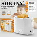 Подвійний побутовий тостер для хліба з 7 температурними режимами Sokany SK-08111 з режимом підігріву 750 Вт