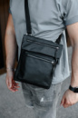 Сумка-мессенджер із натуральної шкіри, сумка через плече чоловіча SKILL Bizz (чорна)