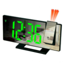 Светящиеся зеркальные часы с проектором времени и термометром Gaosiio DS-3618LP Чёрные Зеленная