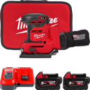 Шліфмашина вібраційна акумуляторна MILWAUKEE, M18 BQSS-502B, 113х104мм (зарядний пристрій М12-18 С, 2 акумулятори М18 В5 5Аг, су