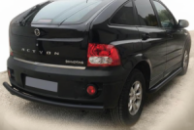 Задняя защита AK002 Черная (нерж. сталь) для SsangYong Action 2005-2018 гг