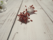 Тичинки квіткові з глітером червоні 3 мм,100 тичинок в пучку