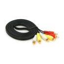 Кабель Audio-Video 3хRCA (папа) => 3хRCA (папа), GOLD connector, CU, круглый, Black, 3,0 м, (Пакет) Q300
