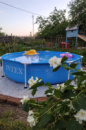 Intex 28205 (244×51 см) круглий каркасний басейн Metal Frame Pool синій