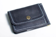 Затискач для грошей з кишенею для монет шкіра вінтаж Синій (1939517805)