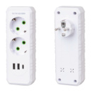 Розетка тройник с заземлением F103-White, 2 розетки+2USB+1Type-C, 2500W, 10A, 110-250V~Max, Blister