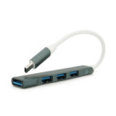 Хаб Type-C, 4 порта USB 3.0, 10 см, Black, Blister