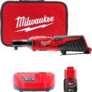 Гайковерт-трещітка акумуляторний 3/8'' MILWAUKEE, M12 IR-201B, 47Нм (зарядний пристрій С12 С, 1 акумулятор М12 В2 2Аг, сумка)