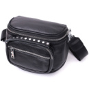 Сумка для жінок з декором у вигляді кнопок із натуральної шкіри 722388 Чорна