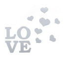 Зеркальный декор акриловый самоклеющийся Love серебро,11шт (D) SW-00002495