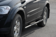 Боковые трубы BB002 Черные (2 шт., Нержавейка) для SsangYong Kyron 2005-2014 гг