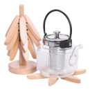 Набор подставок под горячее из дерева 3 шт Ø19 (см) + держатель подставки на стол под горячее HB-40-4BE