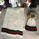 Зимний комплект Gucci Winter Hat Knitted Pompon and Scarf Web Sandy
