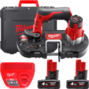Пила стрічкова акумуляторна MILWAUKEE, M12 BS-402C (зарядний пристрій С12 С, 2 акумулятори М12 В4 4Ач, полотно, кейс)