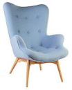 Кресло дизайнрское Флорино, цвет голубой, шерсть, ножки дерево