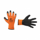 Перчатка оранжевая вязанная синтетическая, покрытая черным рифленым латексом на ладони 9« INTERTOOL SP-0120
